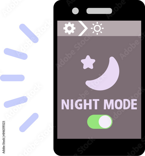 画面の明るさを夜間設定にしたスマートフォン