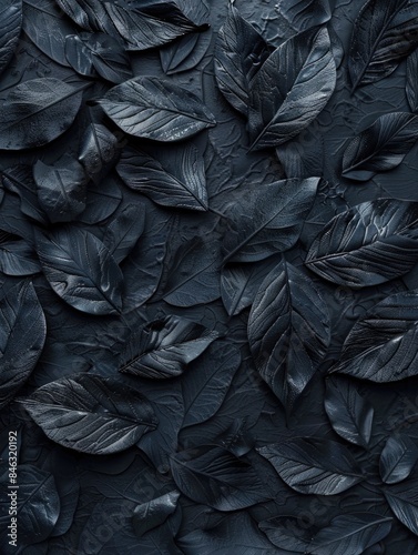 Wallpaper Mural A close up of black leaves on a dark background Torontodigital.ca