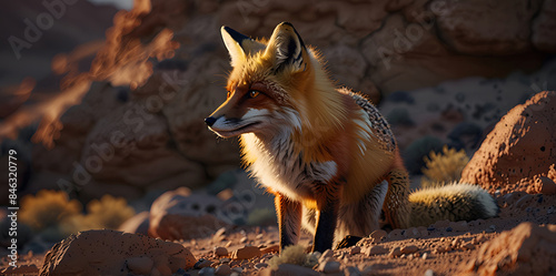 fox in the dark forest, wildlife photography © Dwi