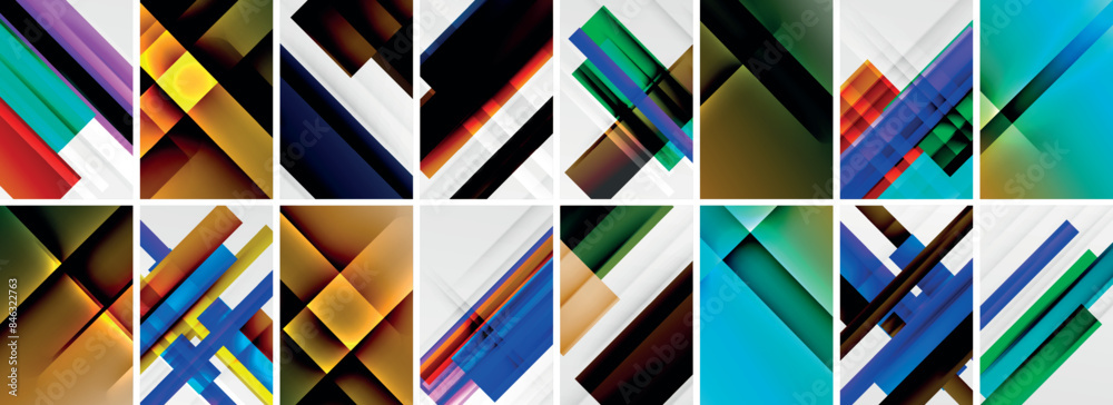 Set of low poly triangles poster geometric backgrounds. Vector Illustration For Wallpaper, Banner, Background, Card, Book Illustration, landing page