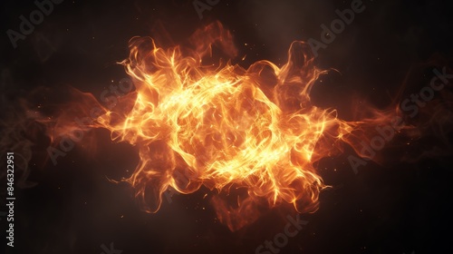 single fire spark, glowing intensely in the center of the frame, with its delicate tendrils of smoke swirling around it.