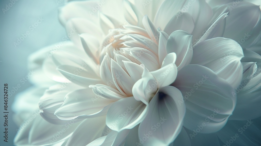 Detailed closeup of a radiant white flower, showcasing its texture and natural beauty. 