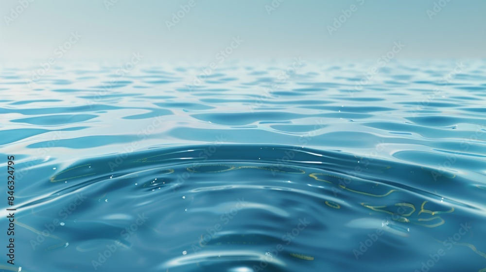 Naklejka premium tranquil cerulean water pattern with a smooth, glassy surface, mirroring the tranquility of a calm day.