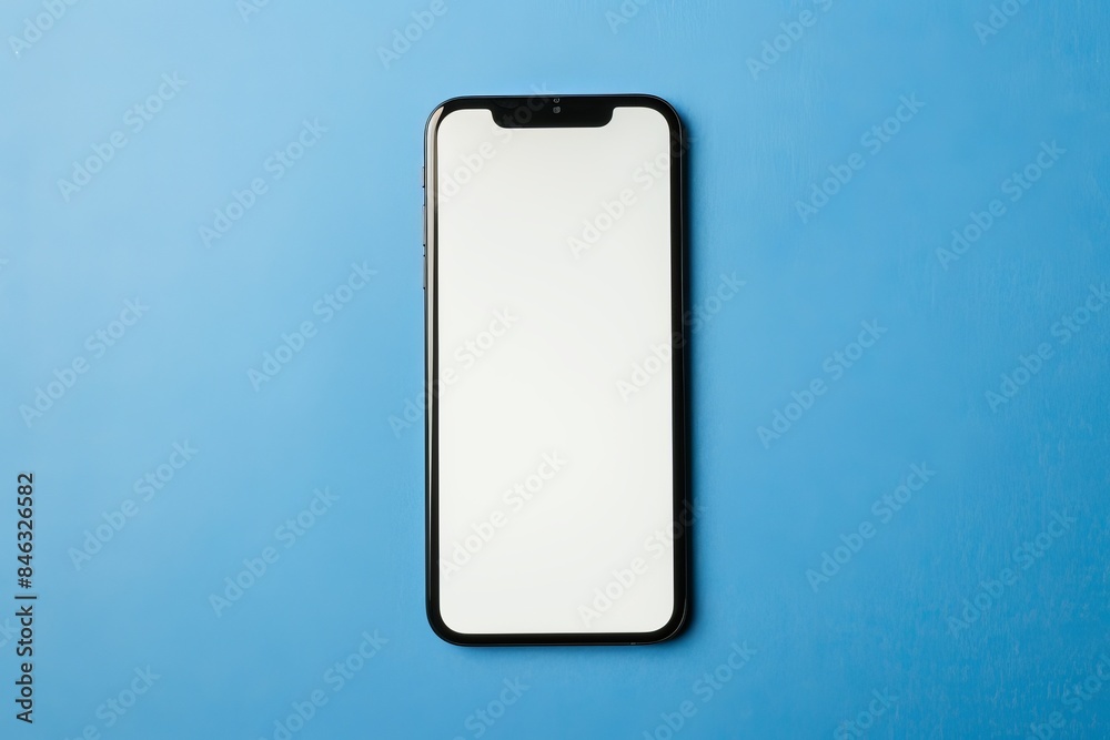 smartphone With Blank white Screen on Blue Background smartphone With Blank white Screen on Blue Background