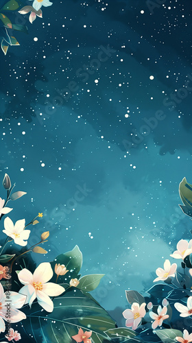 Night Sky and Flowers Wallpaper Background