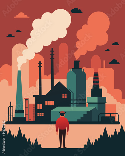 The dusty air was thick with memories and nostalgia a tangible reminder of the hundreds of jobs lost when the factories were deserted.. Vector illustration