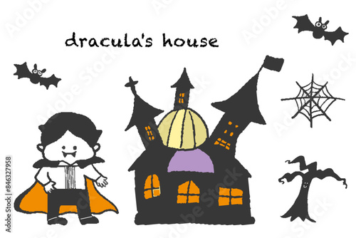 かわいい吸血鬼のハロウィン手書き風イラスト