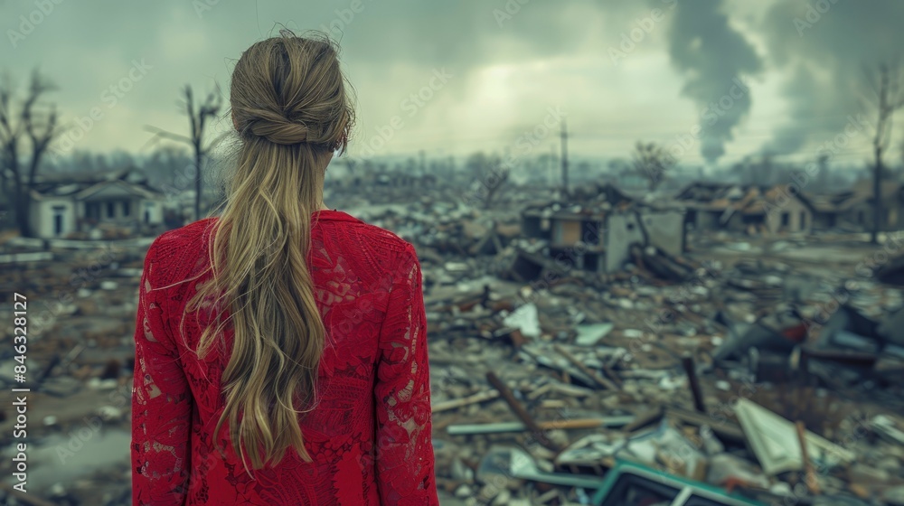 Fototapeta premium Providing Crisis Intervention In A Disaster Zone, A Resilient Social Worker Offers Immediate Support And Care, Helping People Recover From Traumatic Events