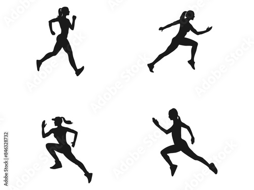 Wallpaper Mural Sporty runner girl silhouette vector. Attractive woman concept side view. Sport, fitness and healthy lifestyle. Running woman, abstract vector silhouette. Isolated on white background. Torontodigital.ca