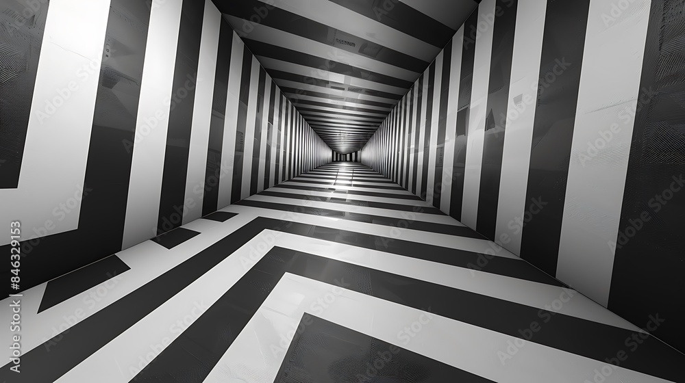 Naklejka premium Squares with a gradient overlay creating a tunnel effect, smooth transition from black to white, hd quality, digital illustration, classic and timeless, geometric precision, modern design.