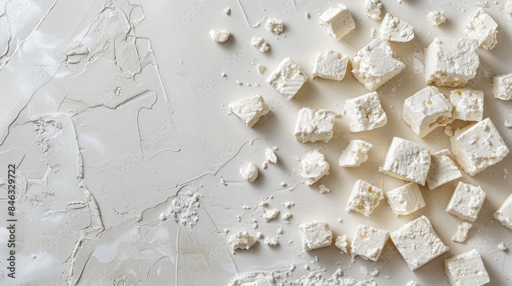 Feta Cheese on a Blank White Surface Feta Cheese on a Blank White Surface