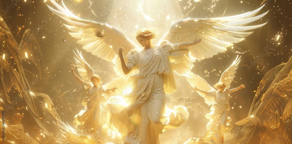 Golden Winged Statue of a Mythical Being