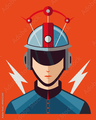 The helmet was a vessel for manipulation controlling the thoughts and actions of its wearer.. Vector illustration