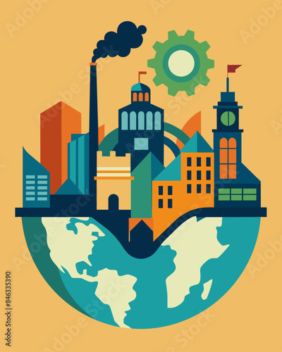 The region once a shining example of industrial success now faces a steep uphill battle to revitalize and adapt to changing economic realities.. Vector illustration