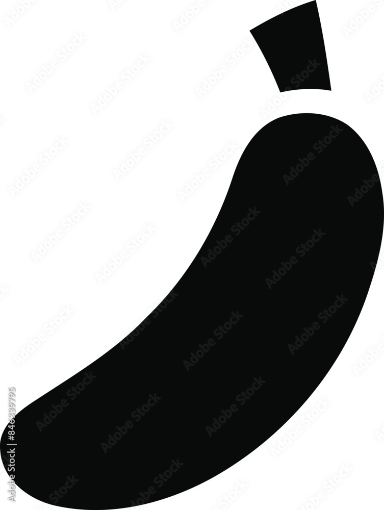 Monochromatic Banana Silhouette with Tail - Minimalist Design Monochromatic Banana Silhouette with Tail - Minimalist Design