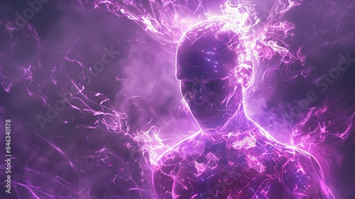 Glowing superhuman with radioactive aura theme top view illustrating enhanced abilities scifi tone vivid
