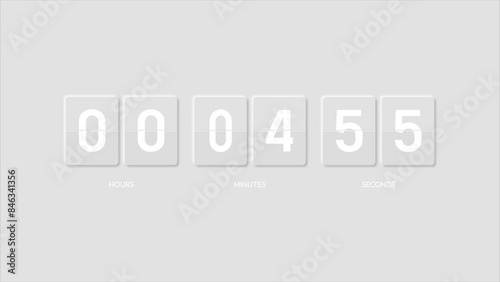 Minimal Embossed Countdown Timer 3d Flat Design Rounded Timer 5 Minutes Animation 4K Footage Motion Video