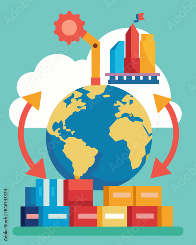 Implementing import tariffs on goods from countries known for producing excess amounts of goods to discourage overproduction.. Vector illustration