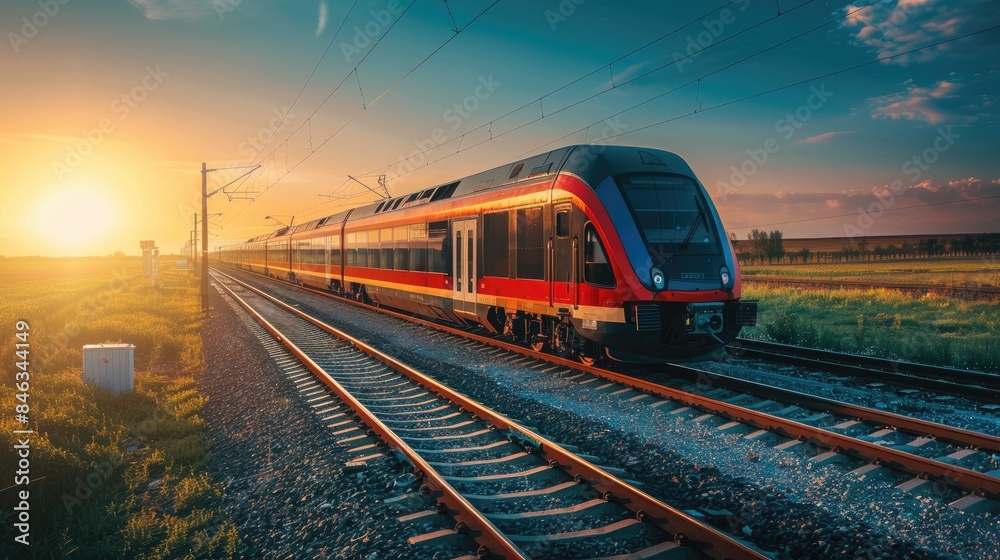 Train in the presence of solar panels Train in the presence of solar panels