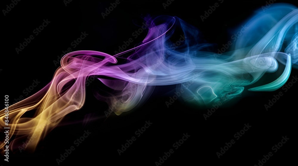 Soft colored smoke in a black background