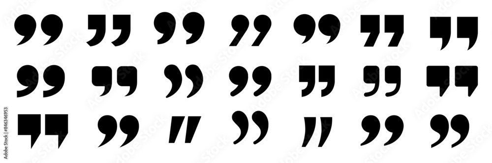 Set of quote mark, quotes icon vector sign design. Set of quote mark, quotes icon vector sign design.