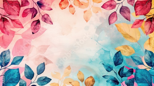 Design of Colorful Background with Lovely Leaves