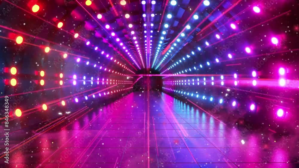 led light illumination tunnel background seamless looping overlay 4k virtual video animation background