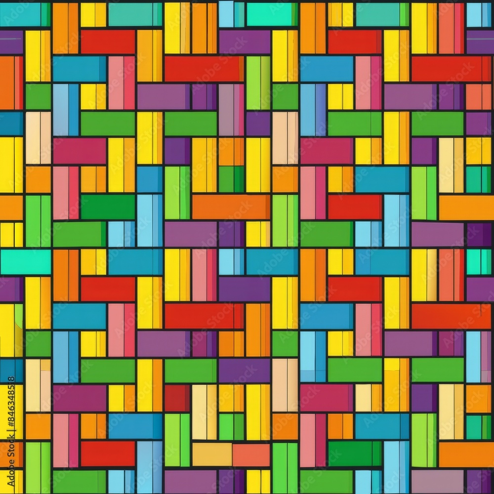 Seamless pattern of rainbow-colored bricks in a repeating geometric pattern, Generative AI Seamless pattern of rainbow-colored bricks in a repeating geometric pattern, Generative AI