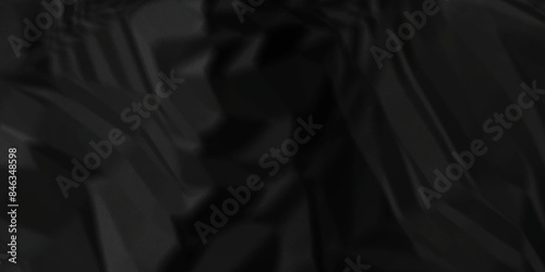 Black crumpled paper background texture pattern overlay. crinkled wrapper rumple wrinkled high resolution arts craft and Seamless black crumpled paper.	
