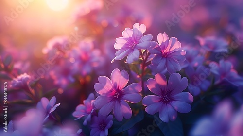  A close-up of vibrant purple heliotrope flowers in full bloom under the bright sunlight photo
