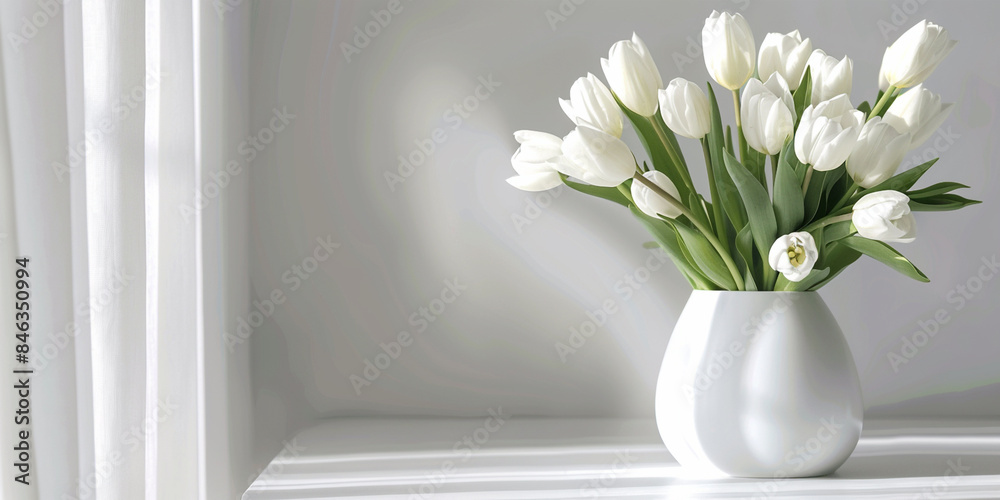Beautiful white tulips on white Beautiful white tulips on white