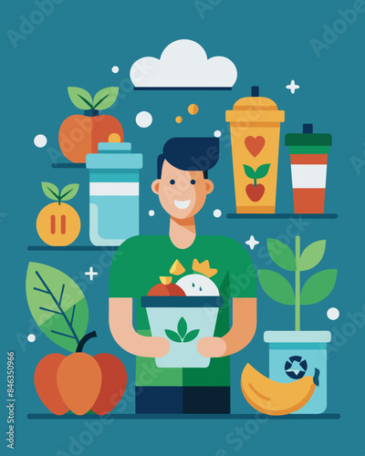 Hosting educational events and workshops focusing on reducing food waste and promoting sustainable consumption habits.. Vector illustration