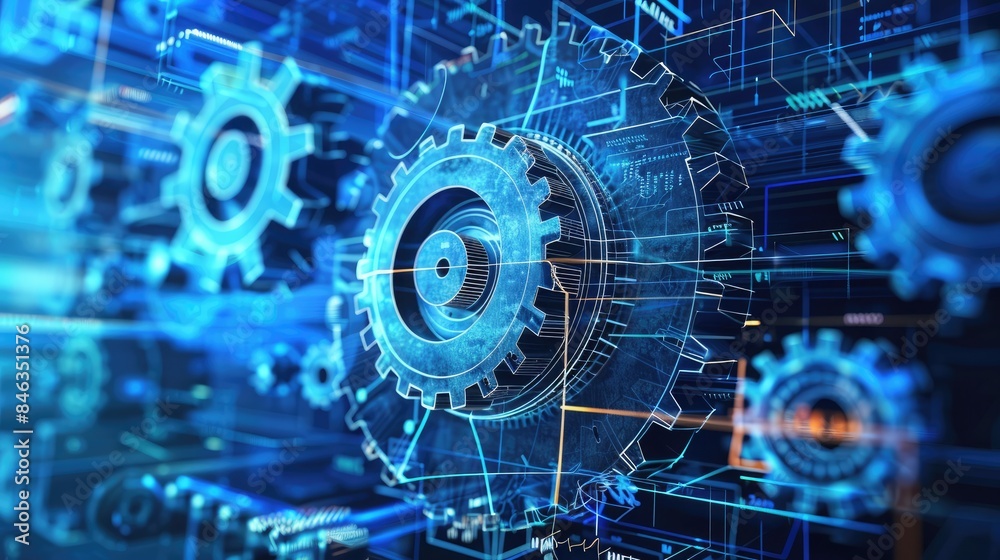Close-up of Engineering and Technology interlocking gears and mechanical components Close-up of Engineering and Technology interlocking gears and mechanical components