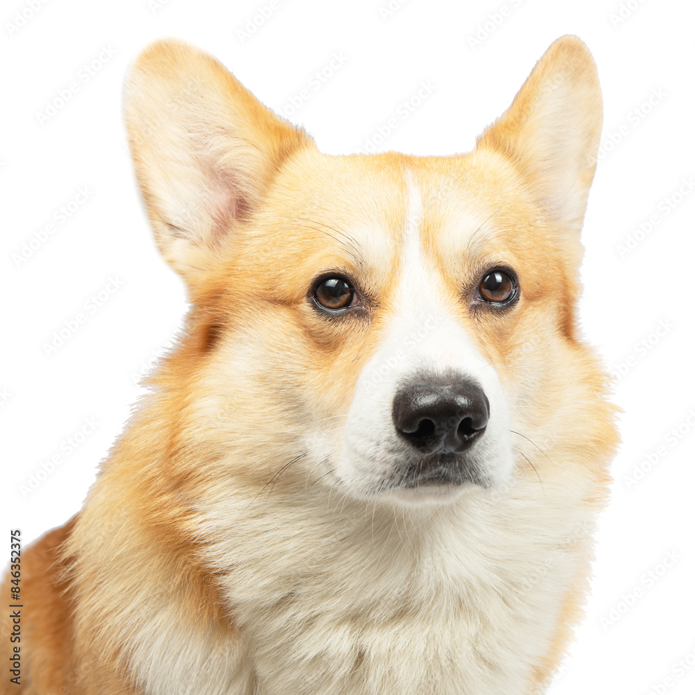 corgi isolated on white background. Cute red dog corgi isolated on white background. Cute red dog