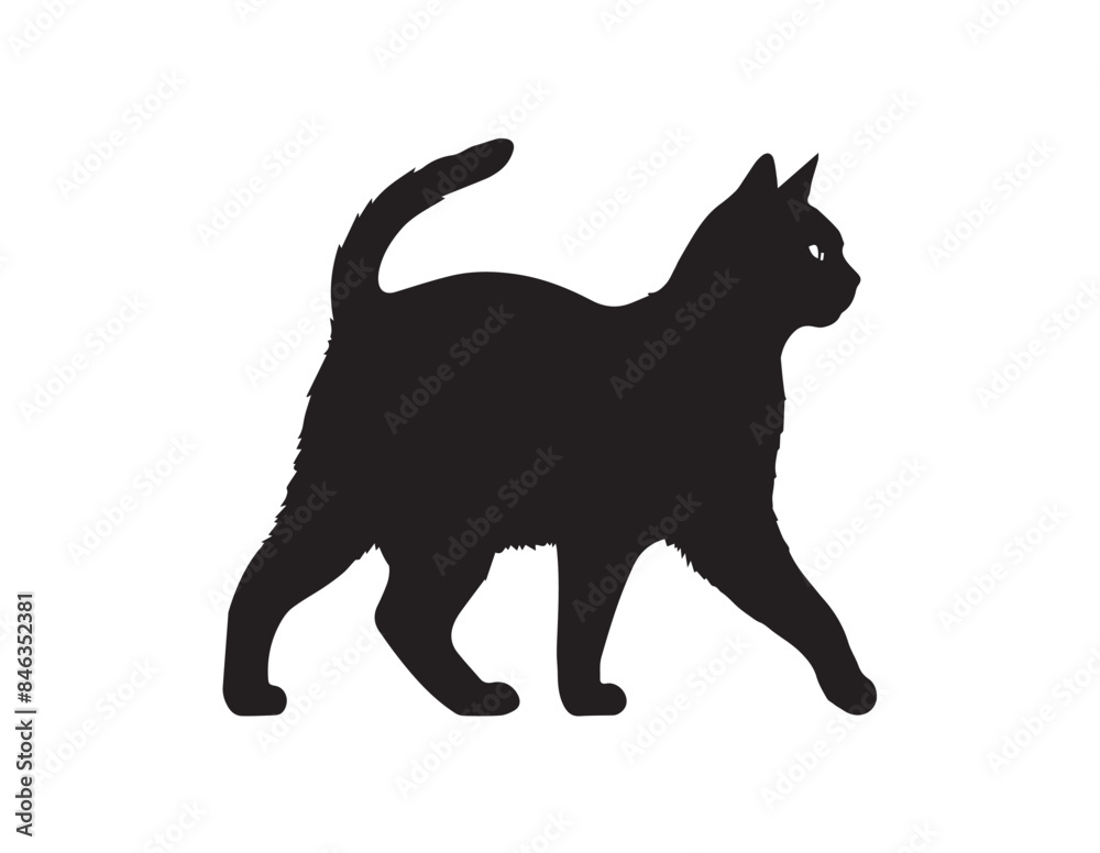 Black Cat Silhouette on White Background. Black Cat Silhouette on White Background.