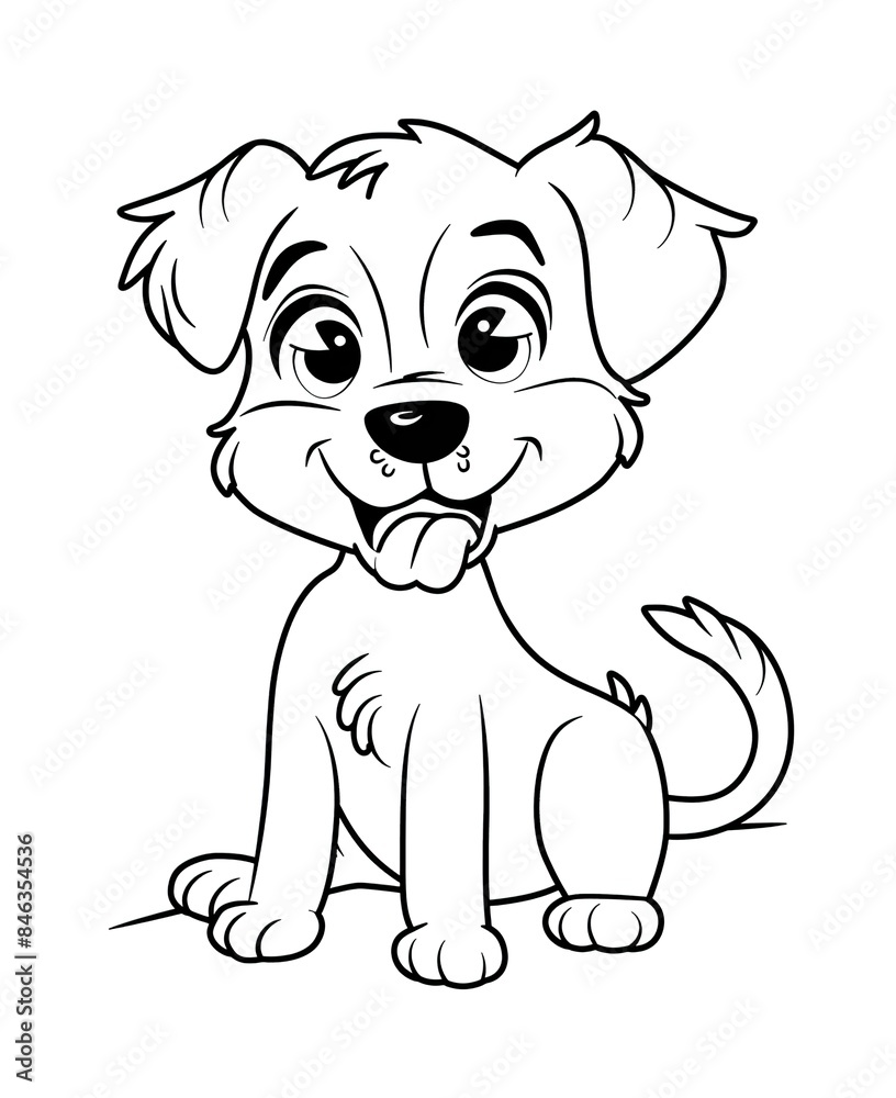 Fototapeta premium coloring page for kids cute dog cartoon style thick