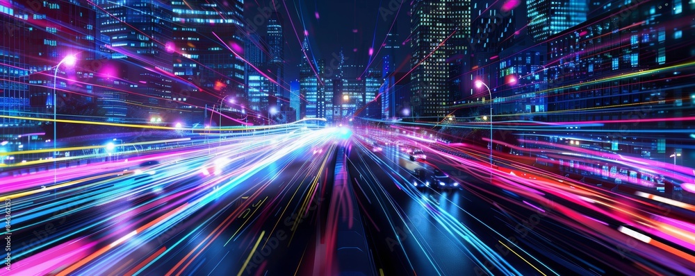 A conceptual illustration showing data being transmitted through digital networks, represented by glowing lines and nodes A conceptual illustration showing data being transmitted through digital networks, represented by glowing lines and nodes
