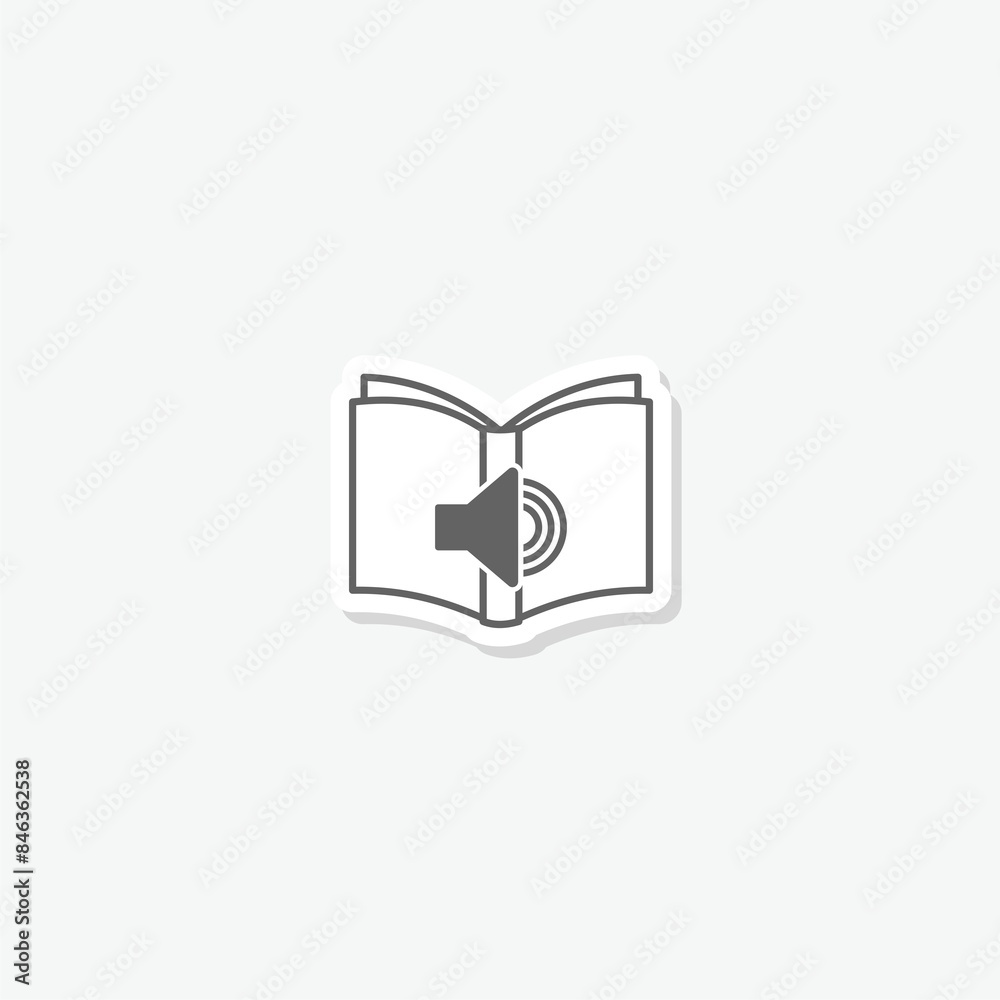 Audio book icon sticker isolated on gray background Audio book icon sticker isolated on gray background