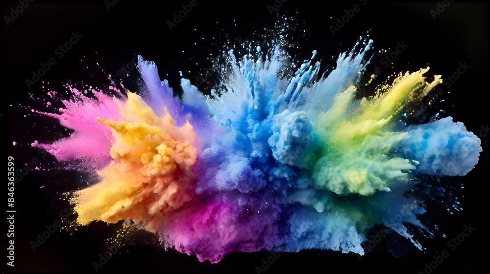 Explosion splash of colorful powder with freeze isolated on background, abstract splatter of colored dust powder., colorful paint splashes powder explosion. Explosion splash of colorful powder with freeze isolated on background, abstract splatter of colored dust powder., colorful paint splashes powder explosion.