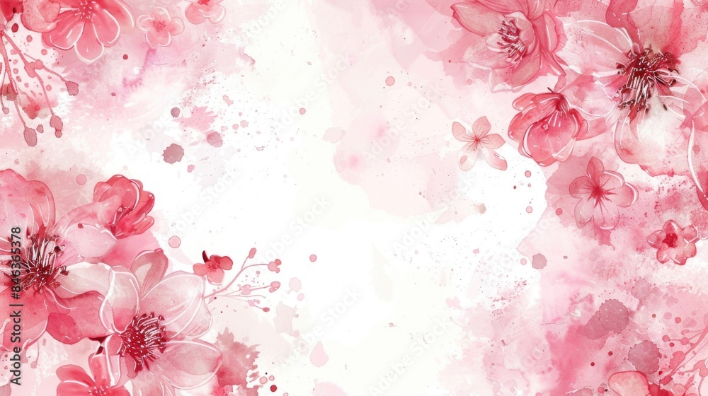 A watercolor painting of pink flowers with a white background A watercolor painting of pink flowers with a white background