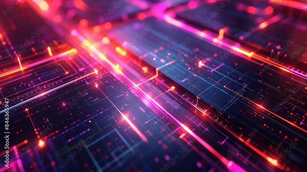 Fototapeta premium A computer screen with a colorful, pixelated design