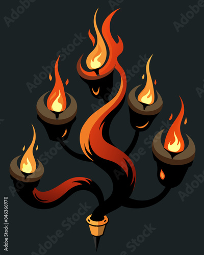 The twisting flames of the gaslights seemed to dance with a sinister purpose as if trying to lure unsuspecting victims into its depths.. Vector illustration