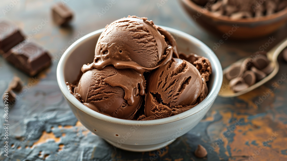 Chocolate ice cream in a bowl Chocolate ice cream in a bowl