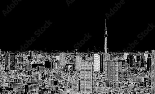 東京の町並み、東京スカイツリーとビル群、日本の首都、東京