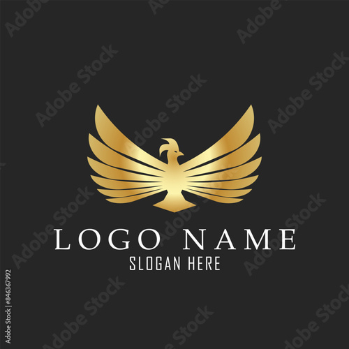 golden phoenix logo suitable for business, company, breve, rich and strong