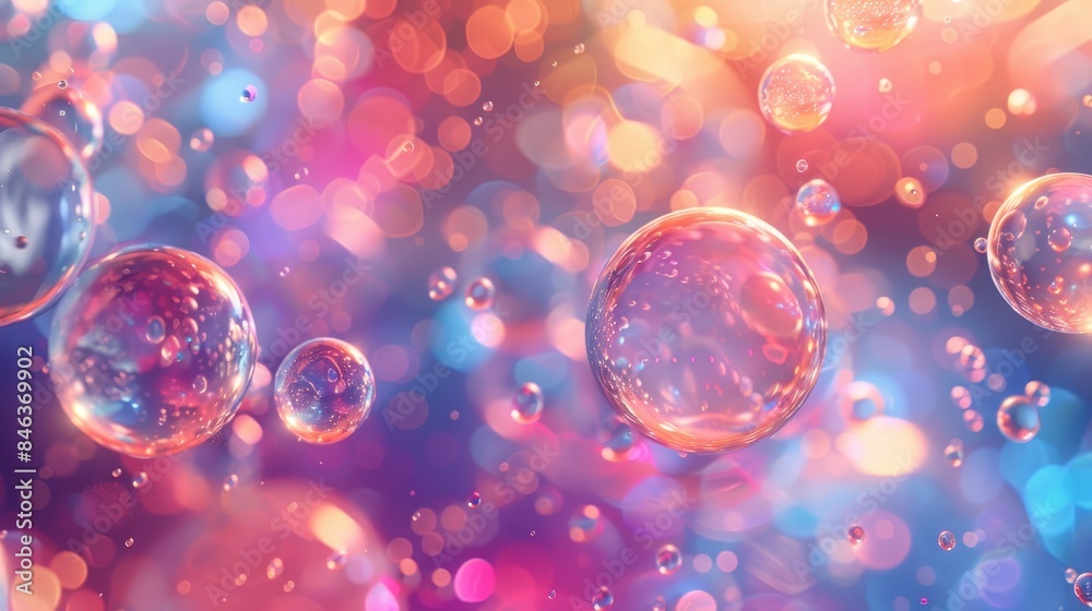 A colorful background with many small bubbles floating around A colorful background with many small bubbles floating around