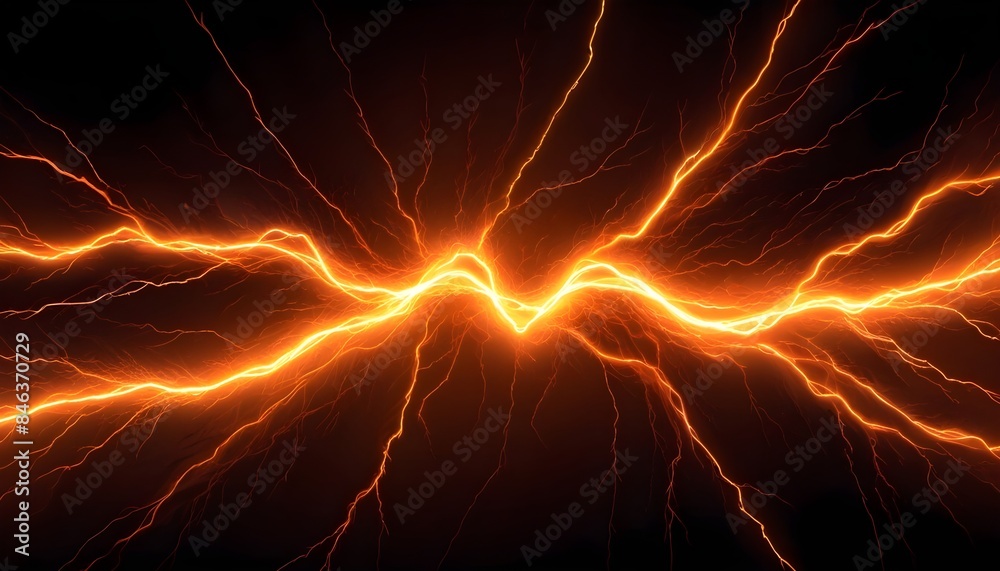 Orange electric spark lightening background orange copy space abstract electrical backdrop, banner poster header design Orange electric spark lightening background orange copy space abstract electrical backdrop, banner poster header design