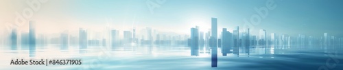 Minimalist Illustration of a Smart City Skyline, Urban Landscape on a Light Background, Ideal for Corporate and Business graphic, banner design, brochure, pattern design, web, background template
