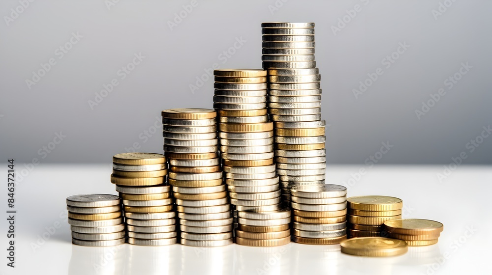 Thriving Business Finances - Growing Coin Stacks and Rising Investment Charts Thriving Business Finances - Growing Coin Stacks and Rising Investment Charts