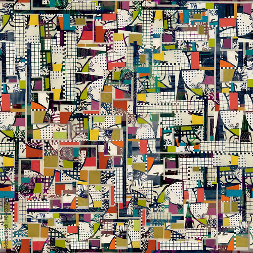 Seamless squares multicolor pattern abstract background wallpaper design 